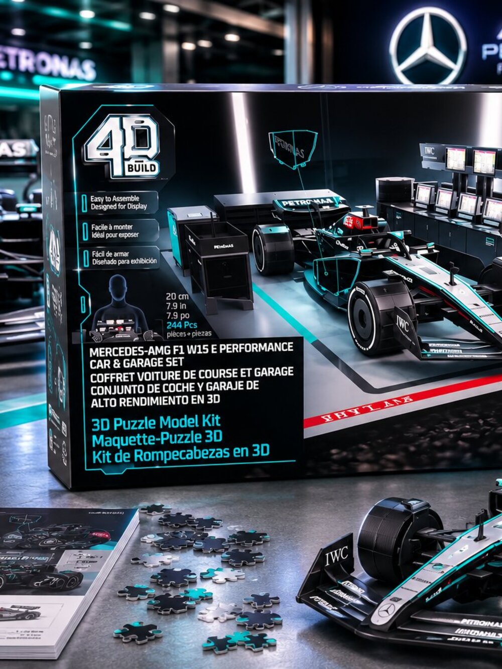 4D Build Mercedes AMG Petronas F1 W15 E Performance Car & Garage 3D Puzzle New